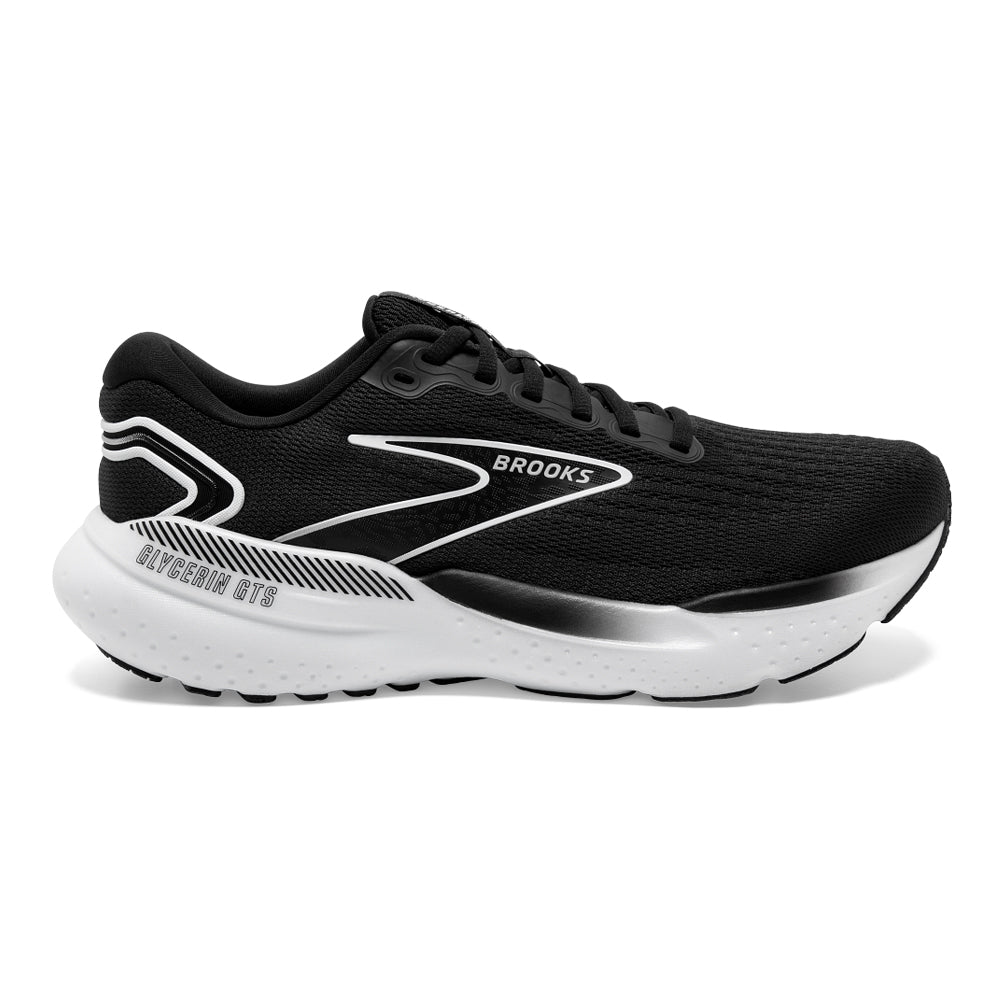Brooks Glycerin GTS 21 Men's Running Shoes - Black/Grey/White - 15 2E Wide Size - Maximum Support & Cushioning for Long Distance Running, Jogging & Workouts