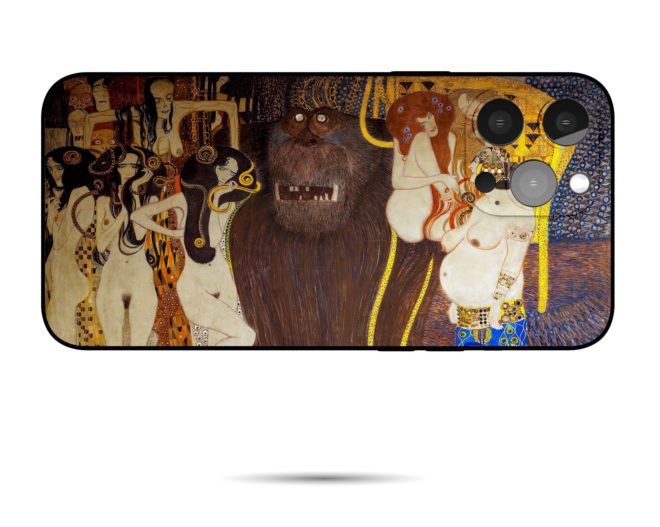 Gustav Klimt Painting Beethoven Frieze The Hostile Powers iPhone 8 Plus Case - Aesthetic Protective Phone Cover for Art Lovers - Perfect for Daily Use, Travel & Gift Giving