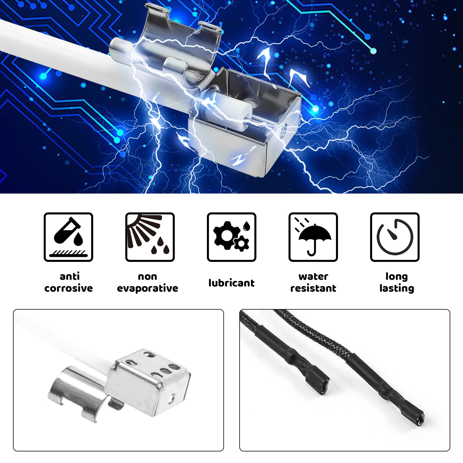 Uniflasy Grill Igniter Kit - Electronic Ignition Module with Switch Button & Wires for Charbroil Gas Grills - Replacement for CharBroil Ignition Systems (5 Outlets) - Perfect for Backyard BBQs, Patio Cooking & Outdoor Grilling Parties