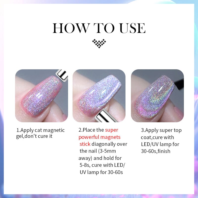 RG05 Rainbow Glass Cat Magnetic Gel 10ml - Colorful Nail Art Polish for Creative Designs | Perfect for DIY Manicures, Nail Salons & Gift Giving