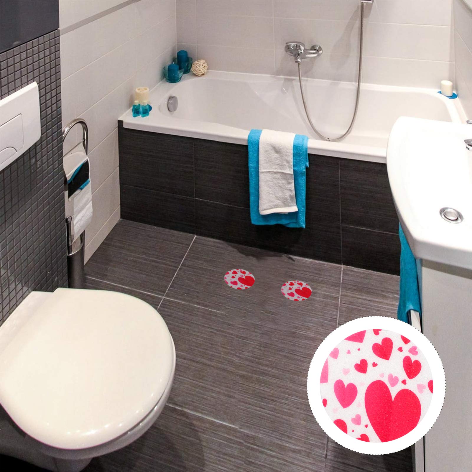 Hemoton 10-Pack Non-Slip Bathroom Stickers - Flower Design Bathtub & Shower Safety Tapes, PEVA Anti-Slip Floor Decals for Kids & Adults - Perfect for Bathroom, Pool, Stairs, and Wet Areas