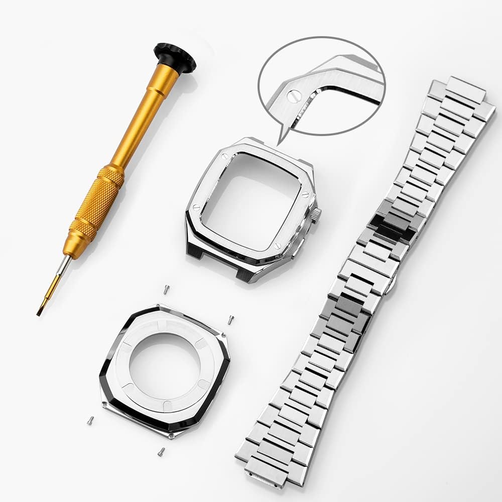 Premium 316L Stainless Steel Luxury Rugged Metal Case for Apple Watch Series 9/8/7/6/5/4/SE - Protective Cover Compatible with 41mm 44mm 45mm iWatch - Durable Sports & Outdoor Adventure Accessory