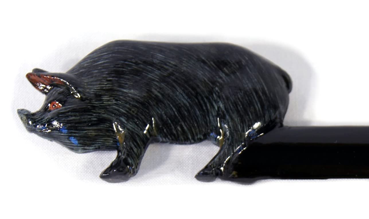 Hand Painted Black Pig Letter Opener - Elegant Office Desk Accessory for Mail Opening, Gift Giving & Home Decor