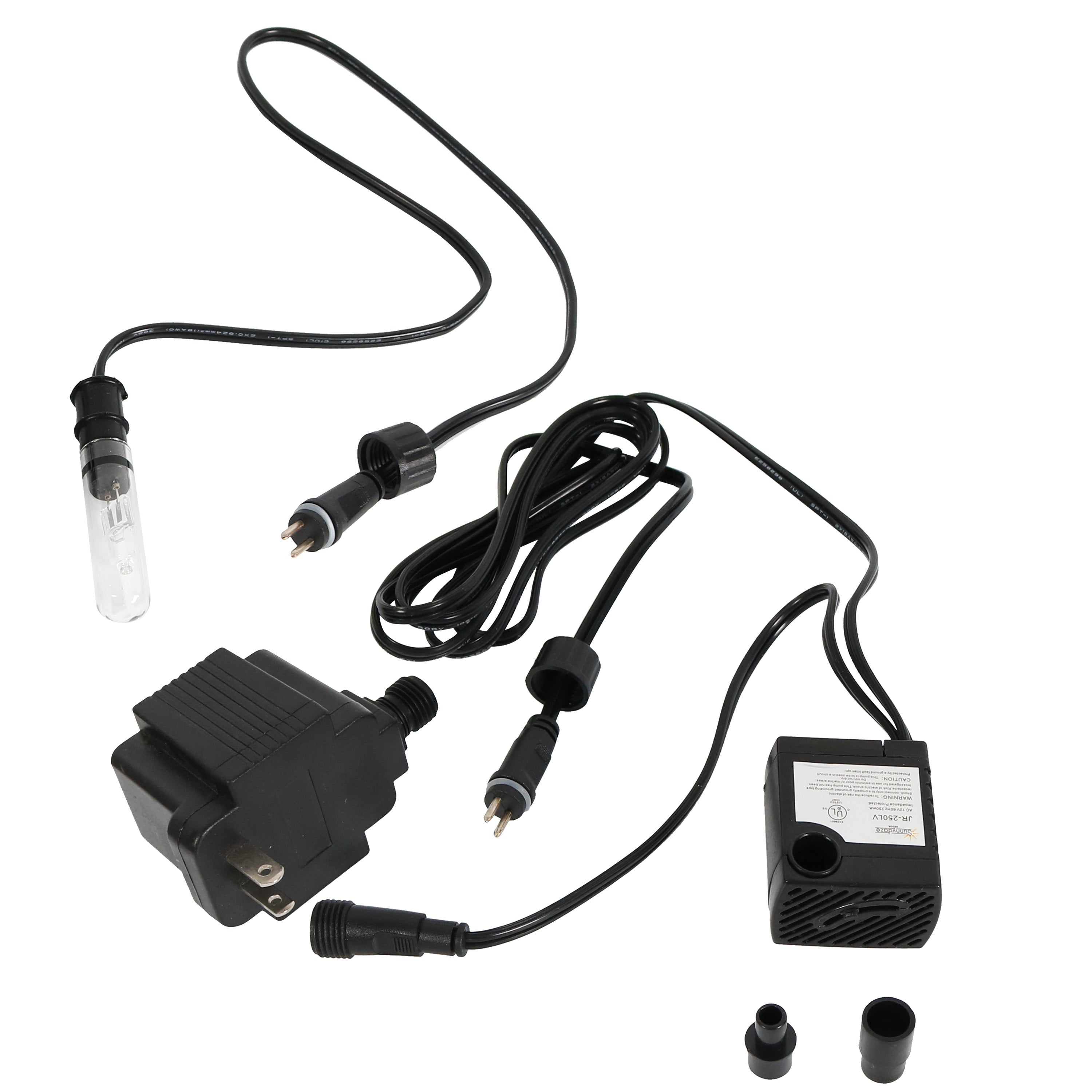 12W Sunnydaze Electric Submersible Water Pump with LED Finger Light - Ideal for Ponds, Fountains, Aquariums & Hydroponic Systems