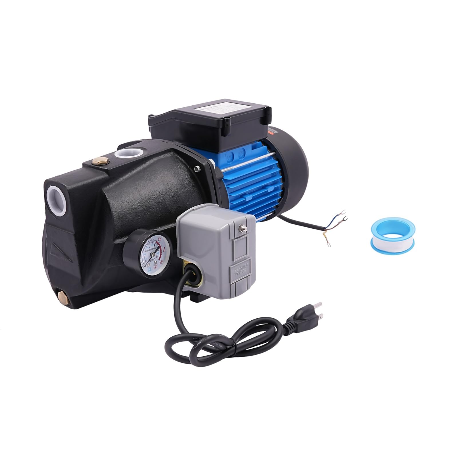 1 HP Shallow Well Pump with Ejector Kit - Cast Iron Jet Water Pump for Home, Farm & Garden Use, 25ft Max Well Depth, 110V Automatic Pressure Switch, Ideal for Lawn Irrigation, Water Transfer & Household Water Supply