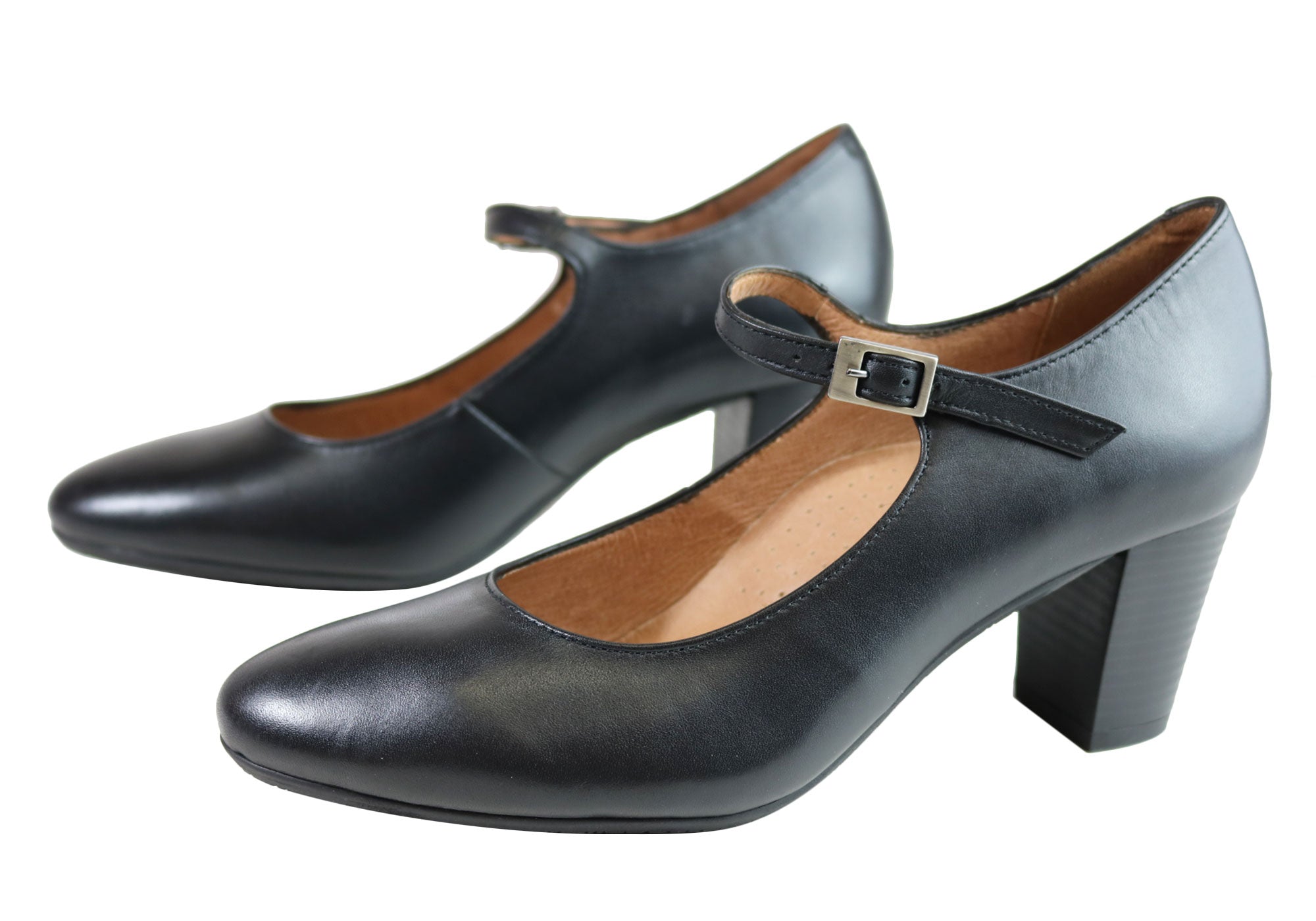 Women's Classic Leather Mary Jane Court Shoes for Aerobics - Handmade in Portugal - Perfect for Dance, Workout & Casual Wear