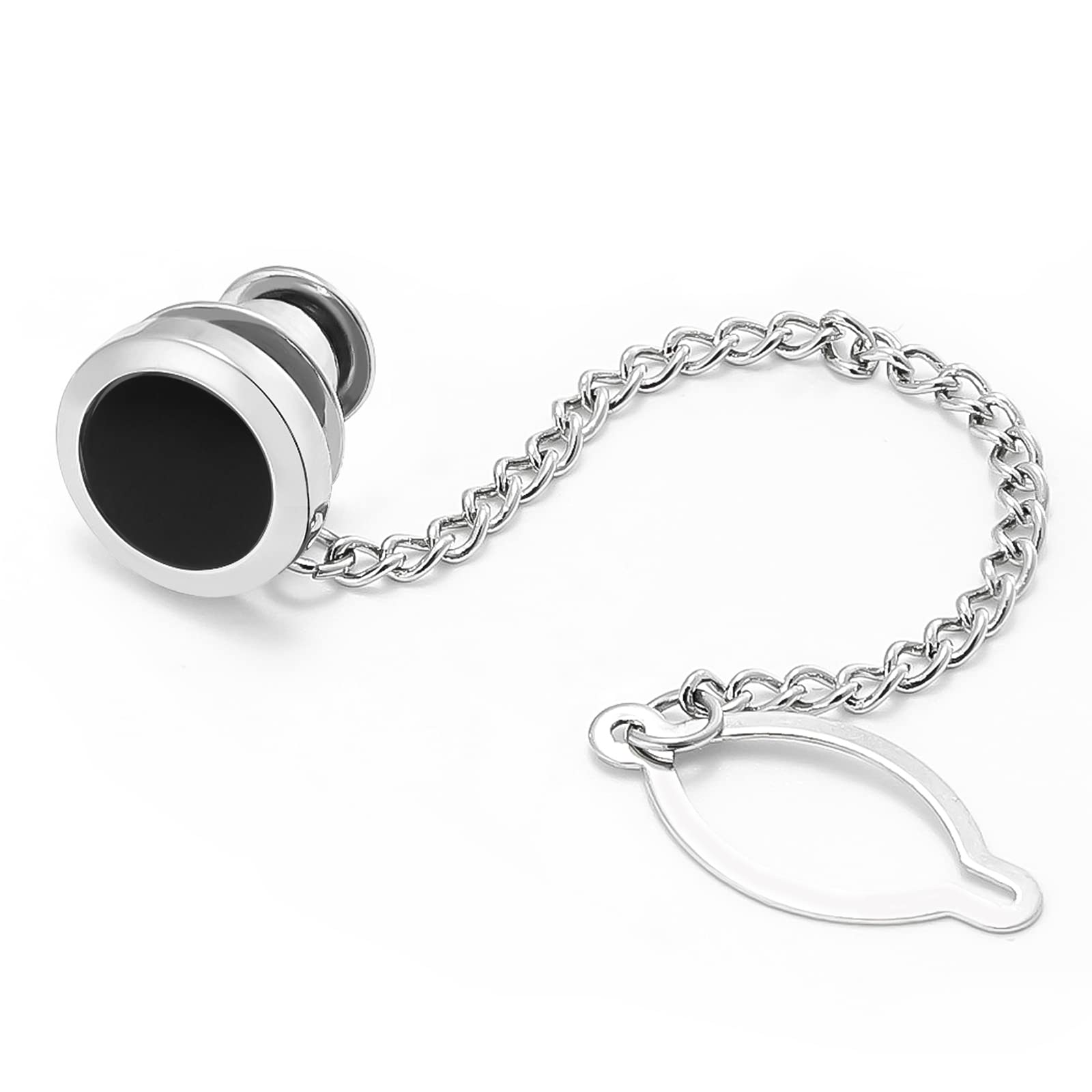 Silver Tie Pins for Men with Chain - Elegant Wedding & Business Gift