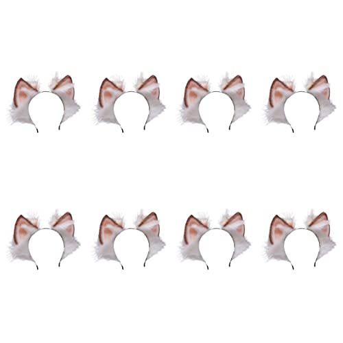 FRCOLOR Kids Halloween Plush Animal Headbands - 8 Pack Fox & Kitten Ears Hair Hoops for Costume Parties, Dress Up, Photo Props & Cosplay