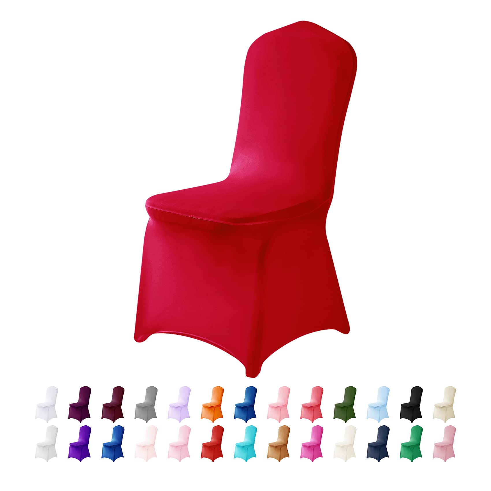 100PCS Stretch Spandex Chair Covers - Washable Removable Elastic Chair Protectors for Living Room, Party, Banquet, Wedding & Hotel Events (Red) - Perfect for Home Decor, Event Styling & Furniture Protection