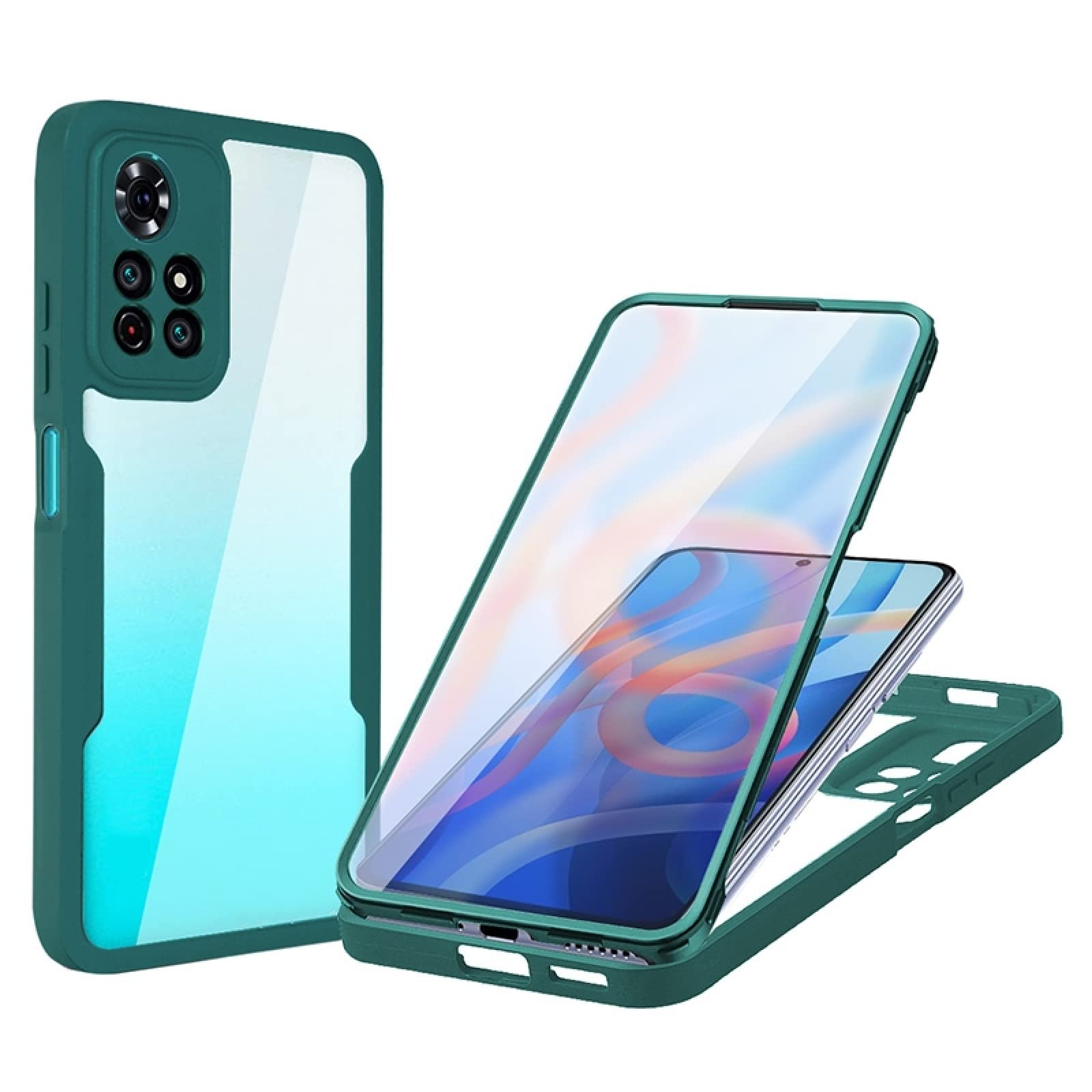 XIAOMIN Shockproof Phone Case for Xiaomi Redmi Note 11 5G - 360° Full Coverage Protective Case with Acrylic + TPU Material (Green) | Eco-Friendly Design | Perfect for Daily Use, Outdoor Activities & Travel Protection