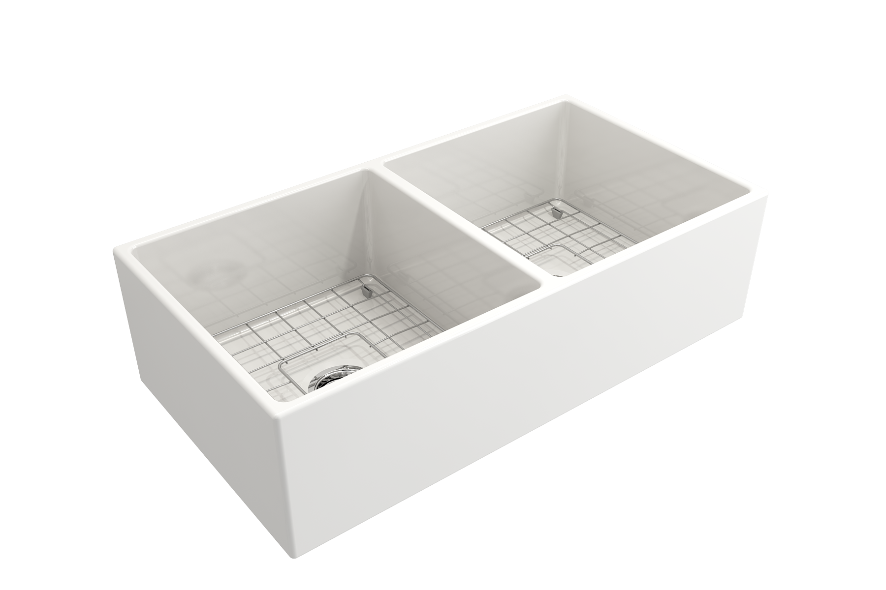 Bocchi Contempo 36-Inch Apron Front Fireclay Double Bowl Kitchen Sink - 9 Color Options - Perfect for Farmhouse & Modern Kitchen Designs