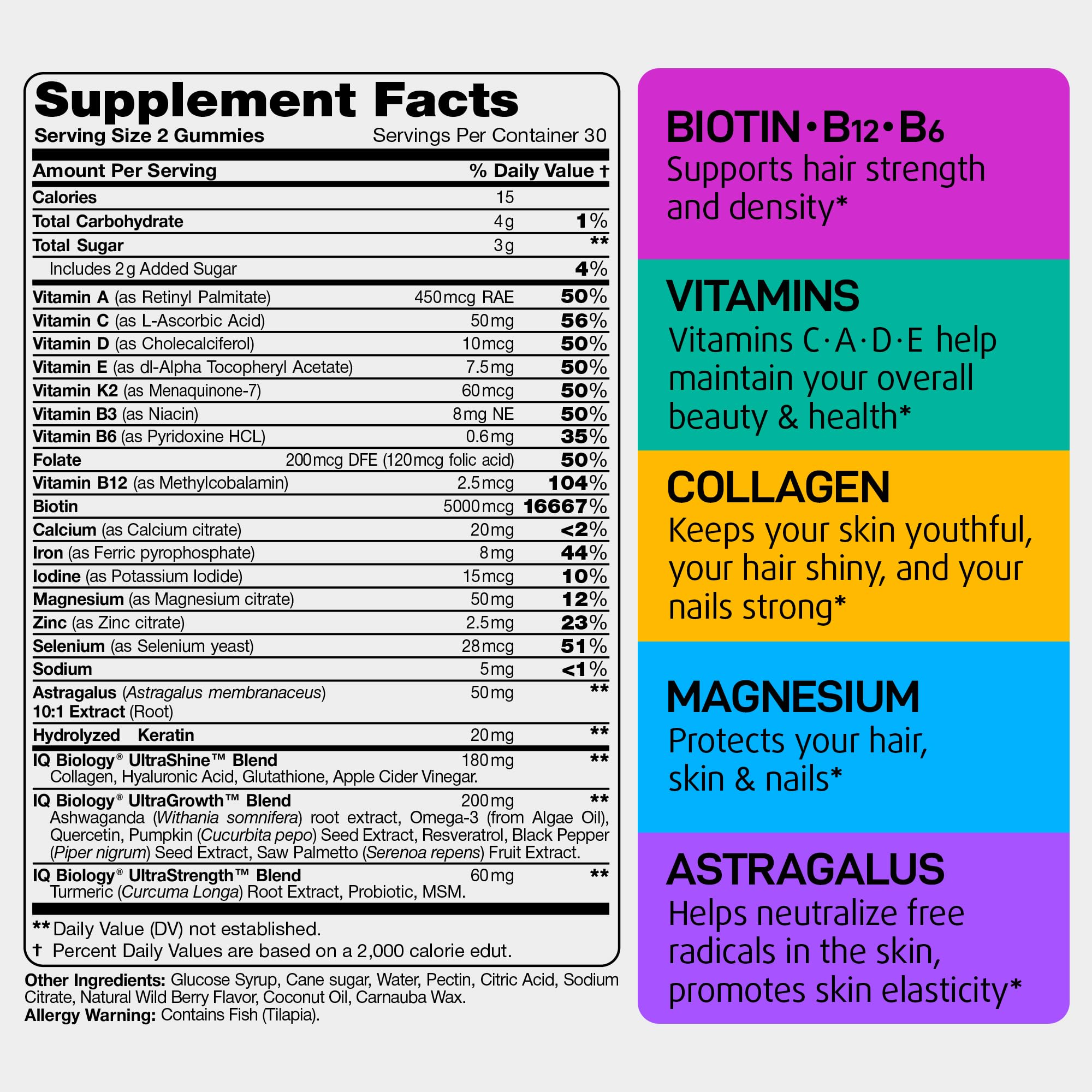 Biotin Gummies for Hair Growth with Collagen & Keratin - Hair Skin & Nails Vitamins Supplement for Women - 60 Count Gummy Vitamins for Stronger Hair, Healthy Skin & Nails - Perfect for Daily Beauty Routine & Wellness Support