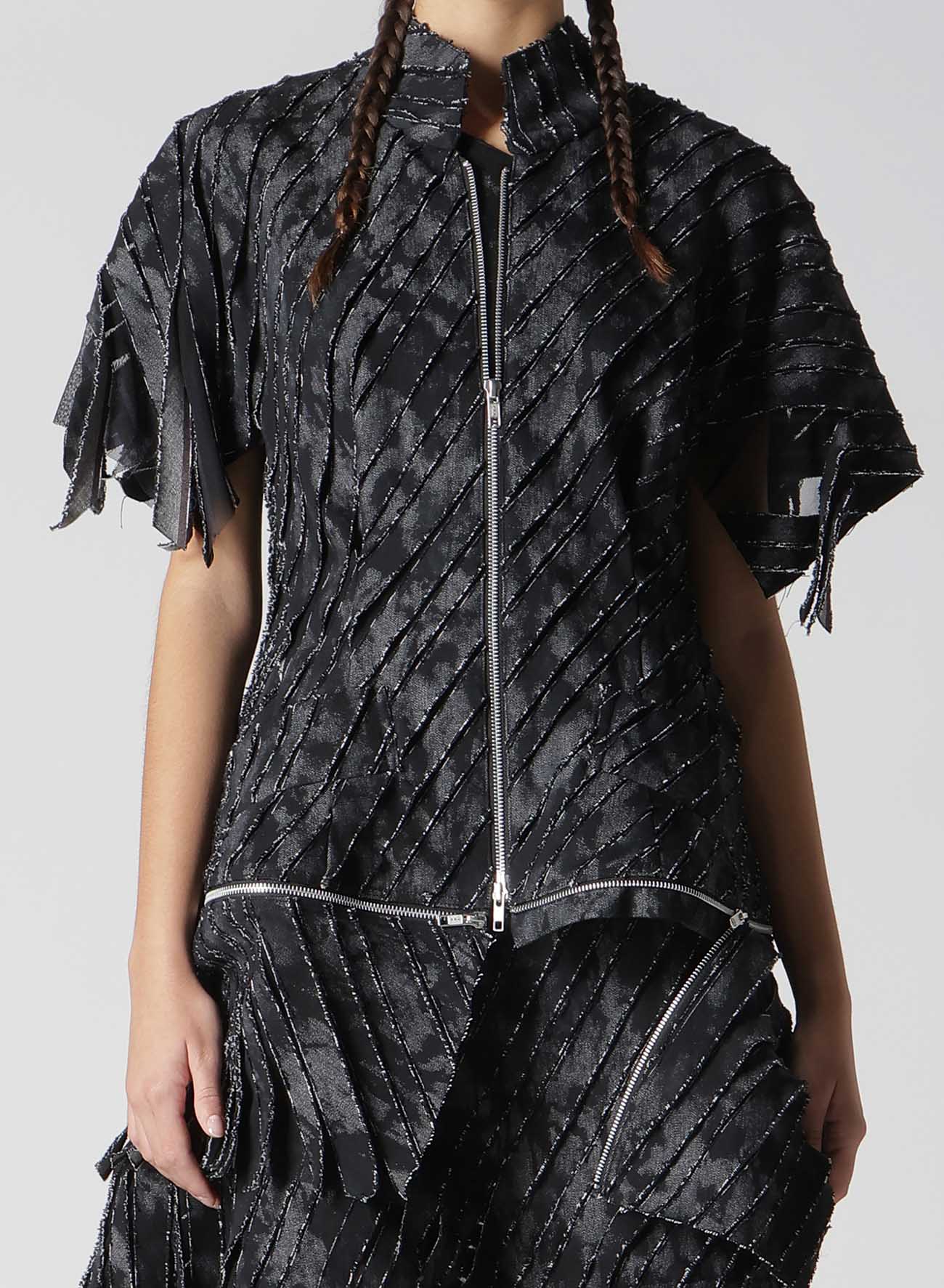 Stylish Denim Jacket with Slash Detail Panels & Zip Closure - Perfect for Casual Outfits, Streetwear & Layering