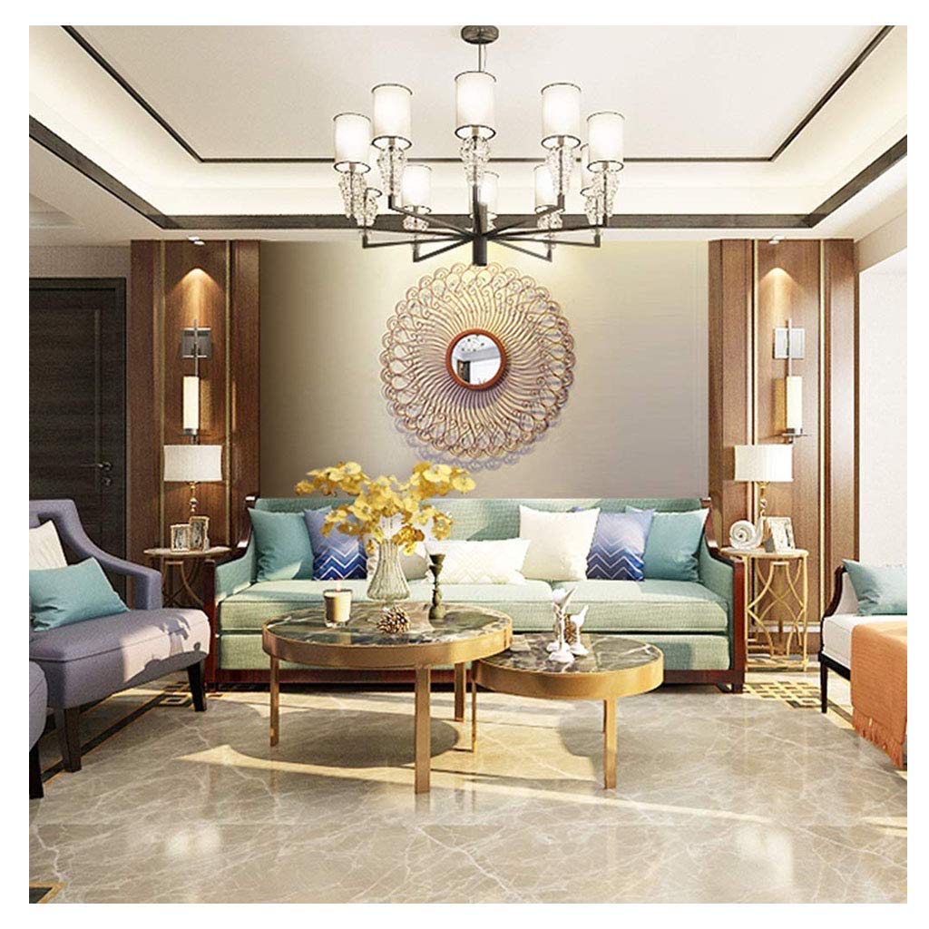 FMOGE Large Round Wall Mirror - 36 Inch Decorative Silver Ornate Mirror for Living Room, Hallway & Bedroom - Vintage Shabby Chic Home Decor - Perfect for Wall Mounting & Enhancing Home Aesthetics