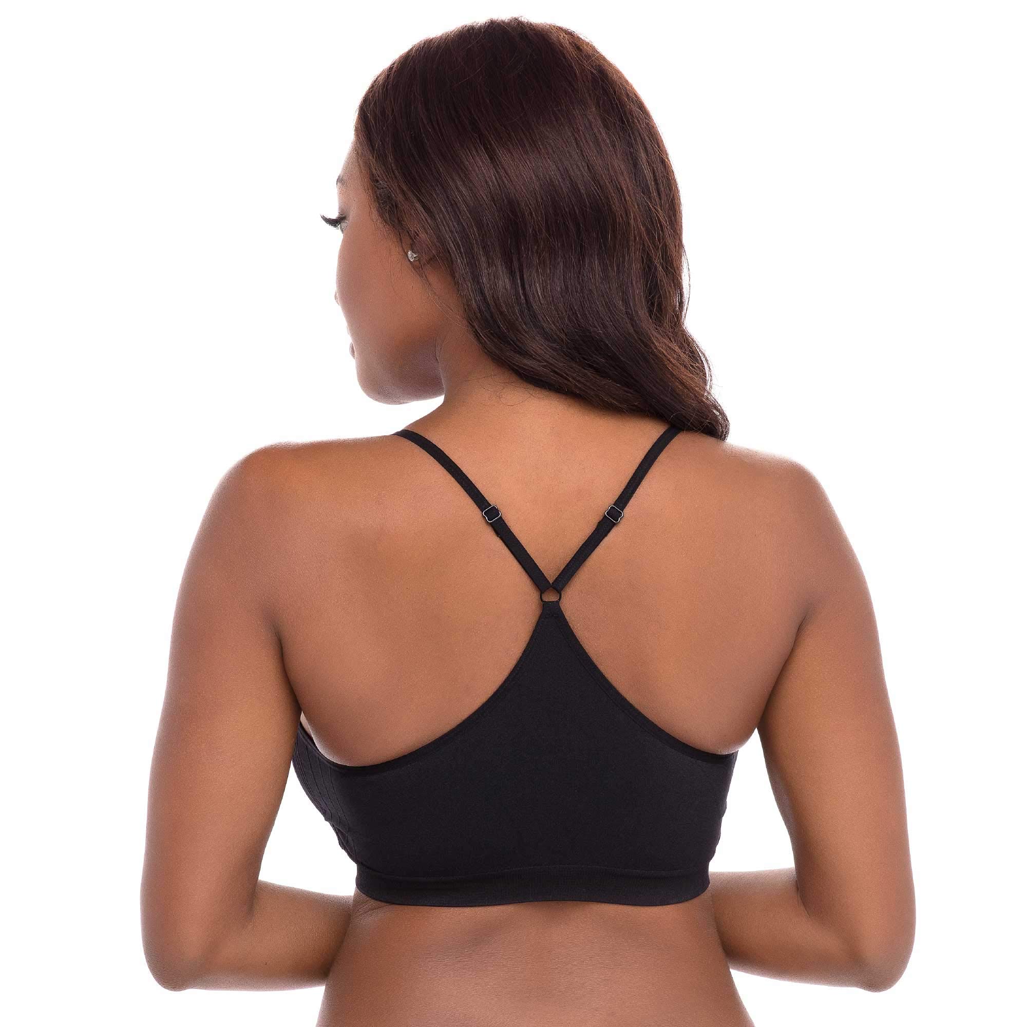 6 Pack Seamless Wirefree Sports Bras for Women - Adjustable Straps, Removable Pads & Back Support - Yoga, Sleep, Workout & Everyday Comfort Wear