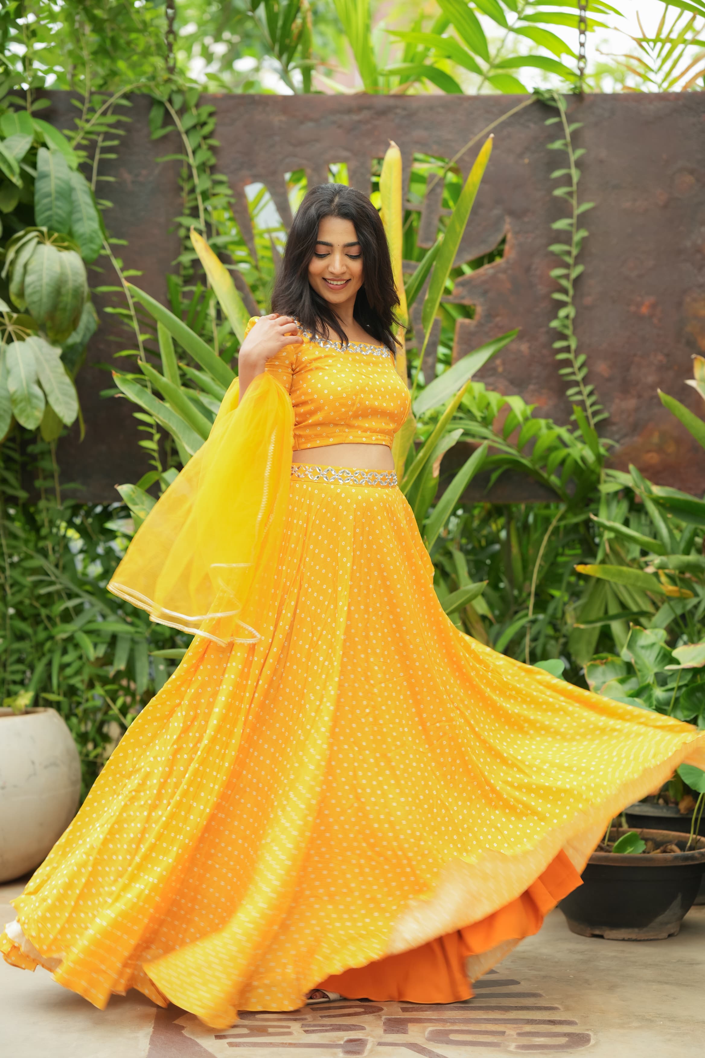 DD562 Aadhya Yellow Bandhani Lehenga Choli Set - Traditional Indian Bridal Wear for Weddings, Festivals & Special Occasions