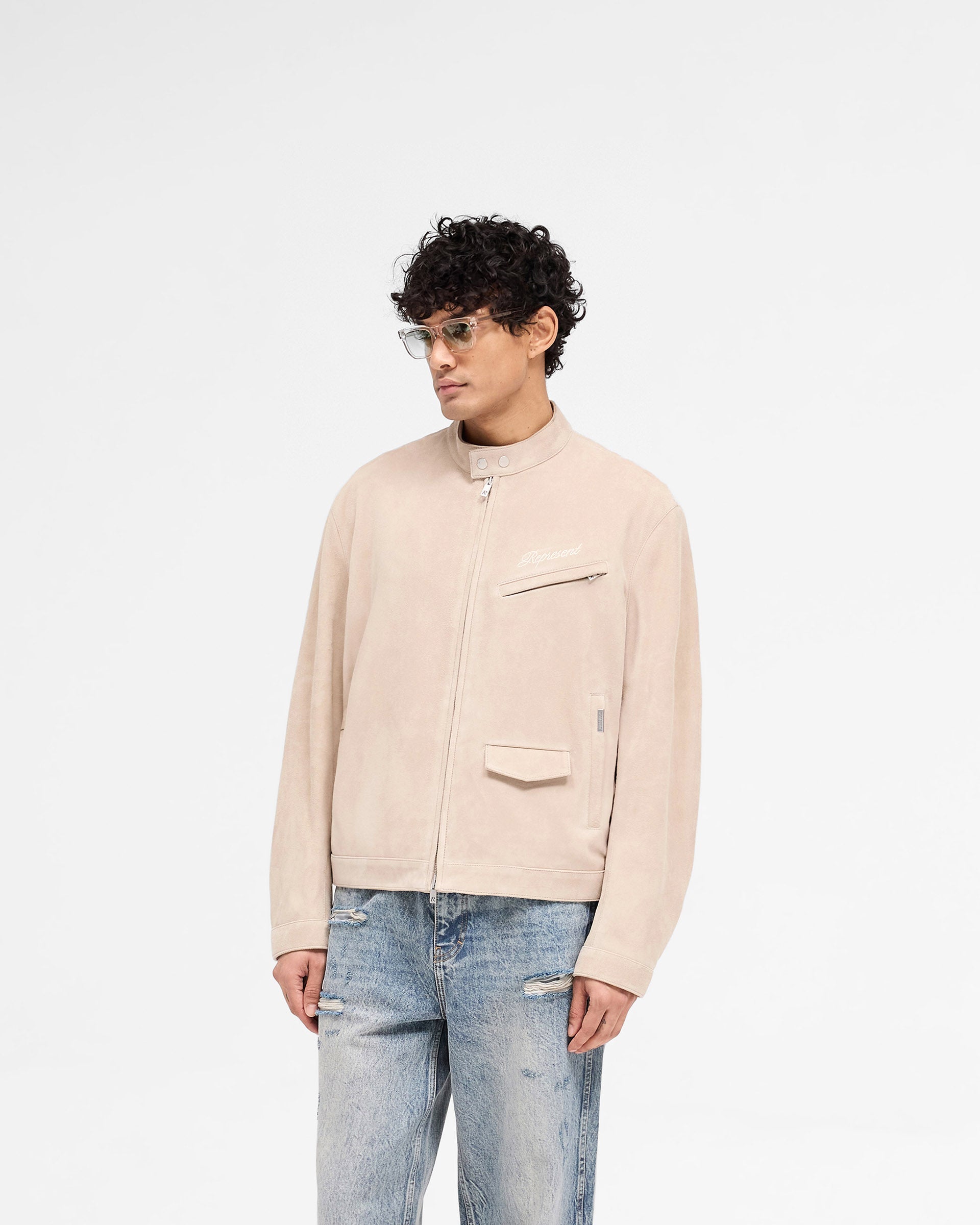 Overdrive Suede Jacket for Men - Beige Brown Lightweight Casual Outerwear | Perfect for Fall Winter Fashion, Date Night & Streetwear Outfits