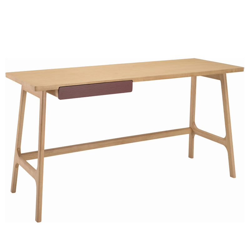 Ergonomic Study Desk with Natural Wood Finish - Perfect for Home Office, Student Dorm & Small Space Workspaces
