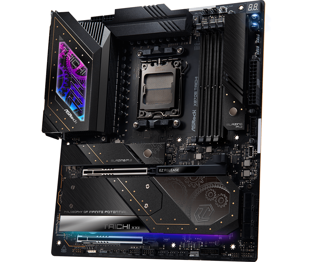 ASRock X870E Taichi AM5 Socket Motherboard - AMD Ryzen 7000 Ready, PCIe 5.0, DDR5, WiFi 6E - Perfect for Gaming PCs, Content Creation & High-Performance Workstations