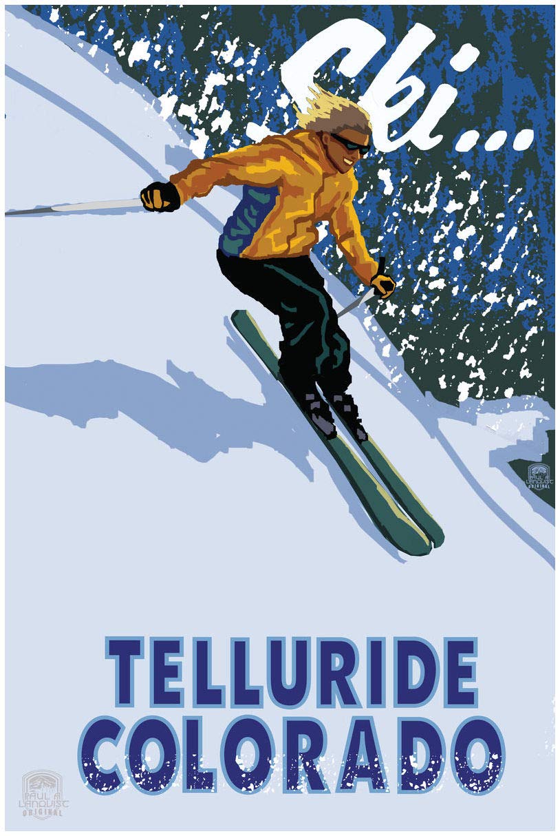 Telluride Colorado Downhill Skier Giclee Art Print Poster - 30