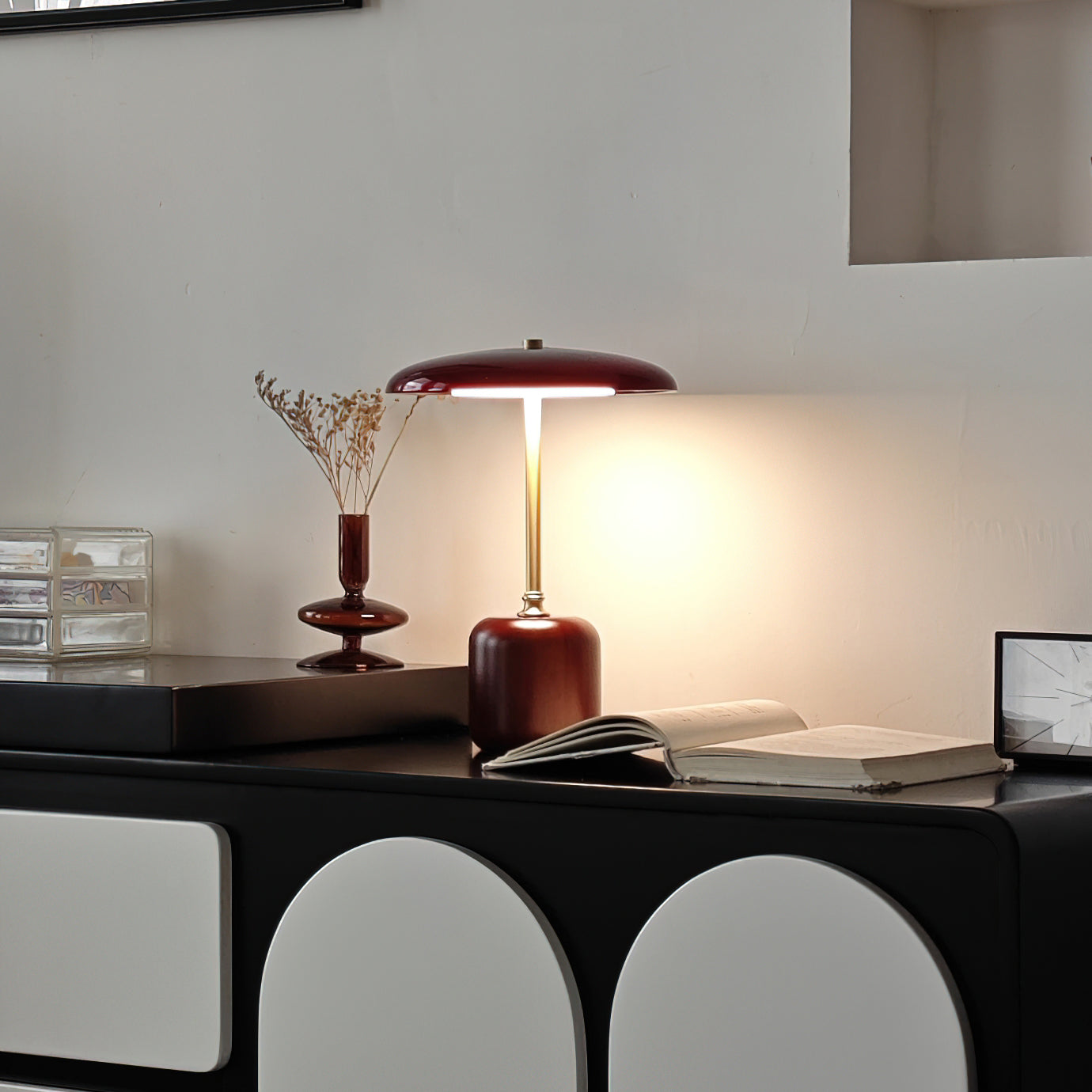 Alaula Modern LED Table Lamp with USB Port - Adjustable Brightness for Bedroom, Living Room & Office Desk Lighting