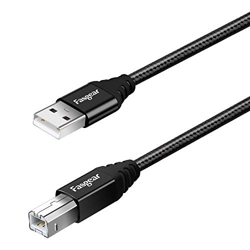 Fasgear 16.5ft USB 2.0 Printer Cable - High-Speed USB A to B Scanner Cord with Nylon Braiding, Compatible with HP, Canon, Dell, Brother, Samsung, Lexmark, Epson Printers (Black) - Perfect for Home Office, Small Business & Professional Printing Needs