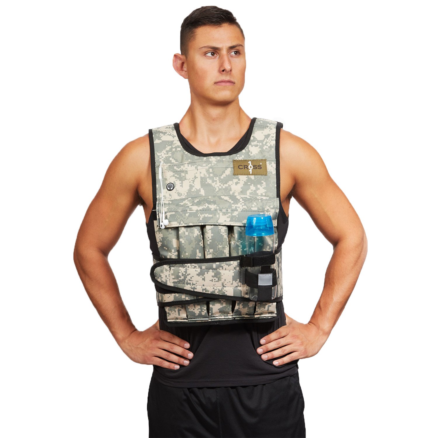 Adjustable Camouflage Weighted Vest with Shoulder Pads - 50 lbs for Strength Training, Outdoor Fitness & Hunting - Perfect for CrossFit, Hiking & Tactical Exercises