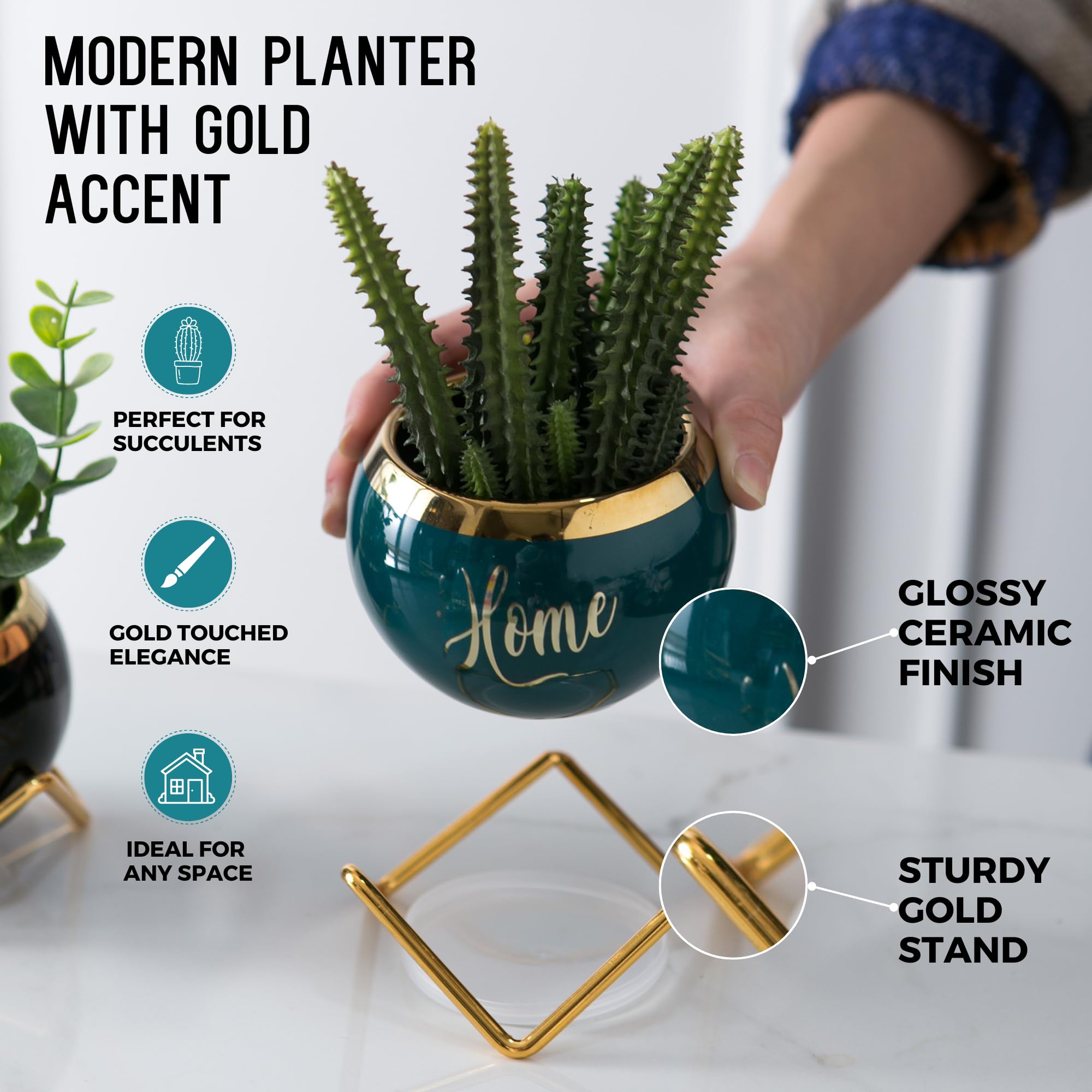 Best Housewarming Gifts for New Home - Farmhouse Style Succulent Plant Pots Set of 3 | Perfect for Living Room Decor, Home Essentials & Plant Lovers