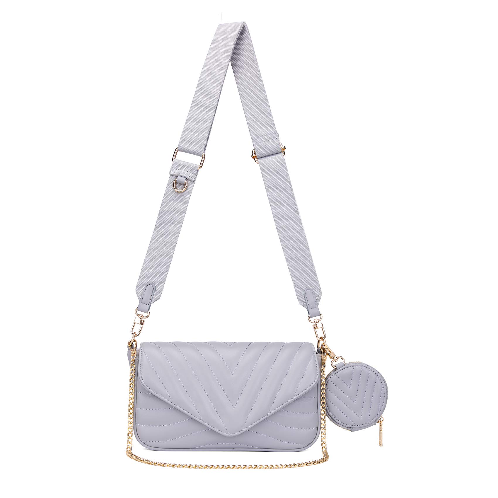 Stylish Quilted Crossbody Bag for Women - Multi-Functional Designer Purse with Detachable Coin Pouch & 2 Sizes | Perfect for Everyday Use, Travel, and Fashion Accessories
