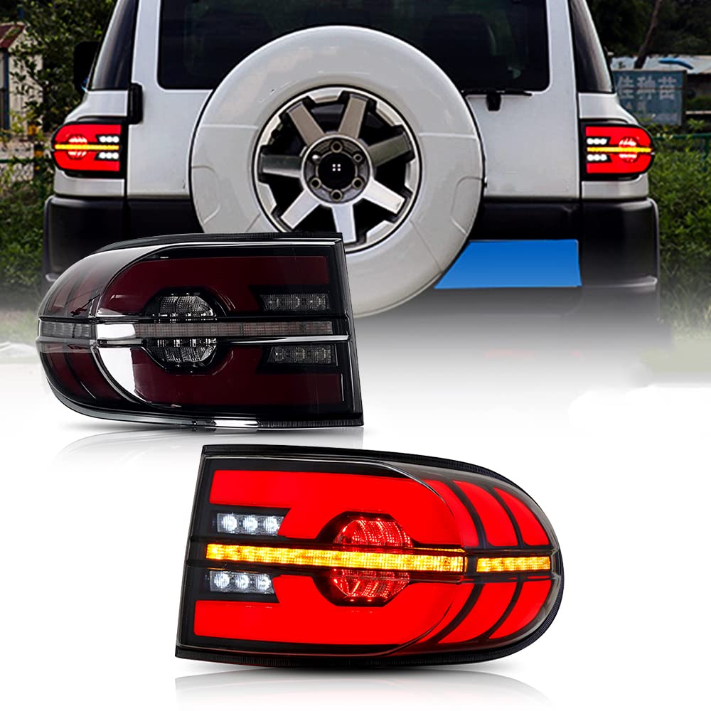 Smoke Tail Light Assembly for Toyota FJ Cruiser 2006-2023 - Sequential Turn Signals & Custom Animation - Direct Replacement Rear Lights - Perfect for Off-Roading & Night Driving Upgrades