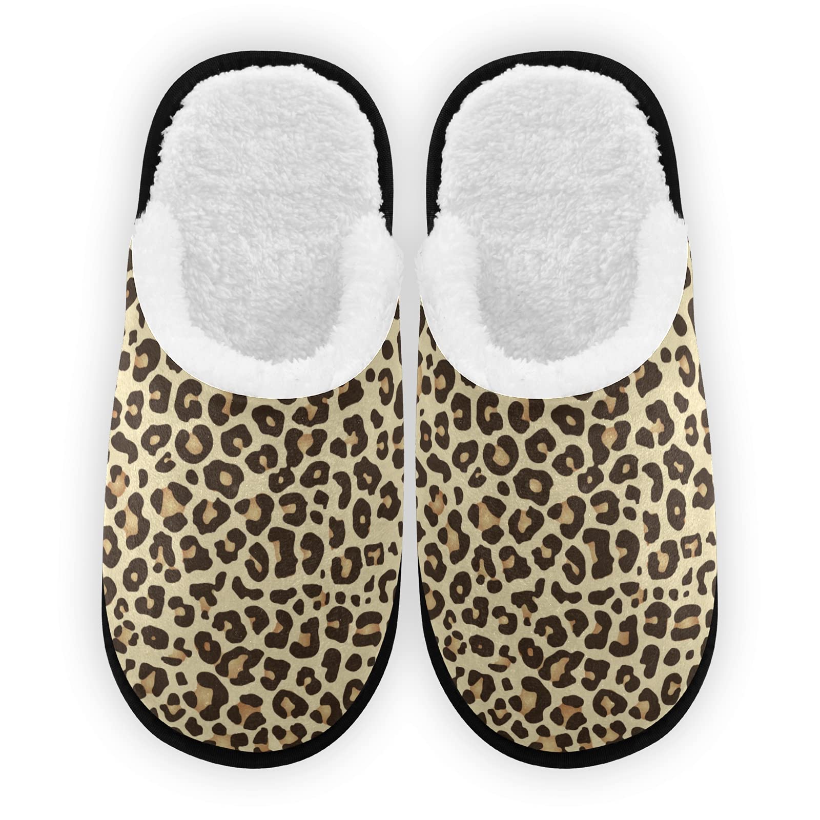 Soft Memory Foam Leopard Print Slippers - Non-Slip Indoor House Shoes for Women & Men, Comfortable Bedroom & Hotel Slippers for Spa, Travel & Home Relaxation