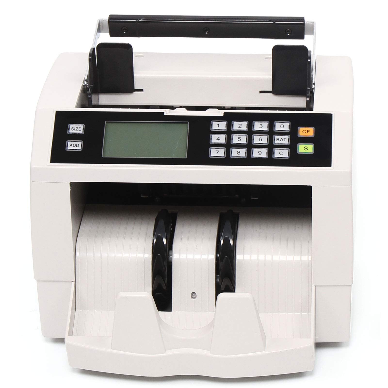 High-Speed Money Counter Machine with Counterfeit Detection - 110V, 100 Bill Capacity (0-9999 Count) for USD, EUR, GBP - LED Display Cash Counter for Banks, Retail Stores & Small Businesses