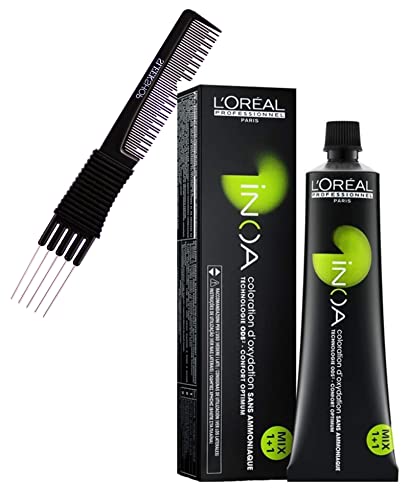 Ammonia-Free Permanent Hair Dye - Professional INOA Paris Cream Hair Color for 100% Grey Coverage, Very Light Ash Blonde (9.1) with Free Premium Teasing Comb | Salon-Quality at Home for Natural-Looking Blonde Highlights & Full Gray Coverage