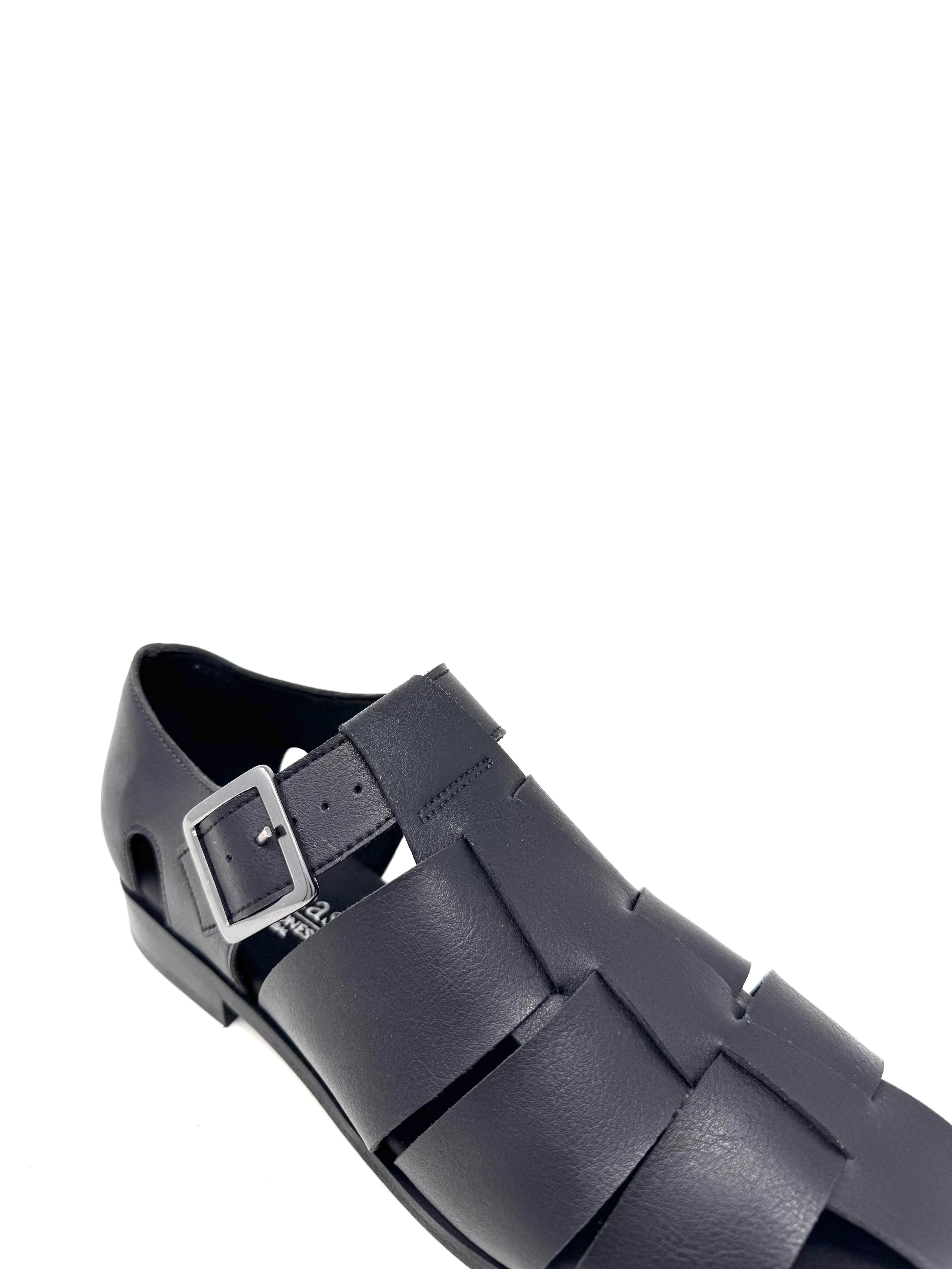 Novacas Black Courtney Sandal - Women's Comfortable Leather Slide Sandals for Casual Wear, Beach & Summer Outfits