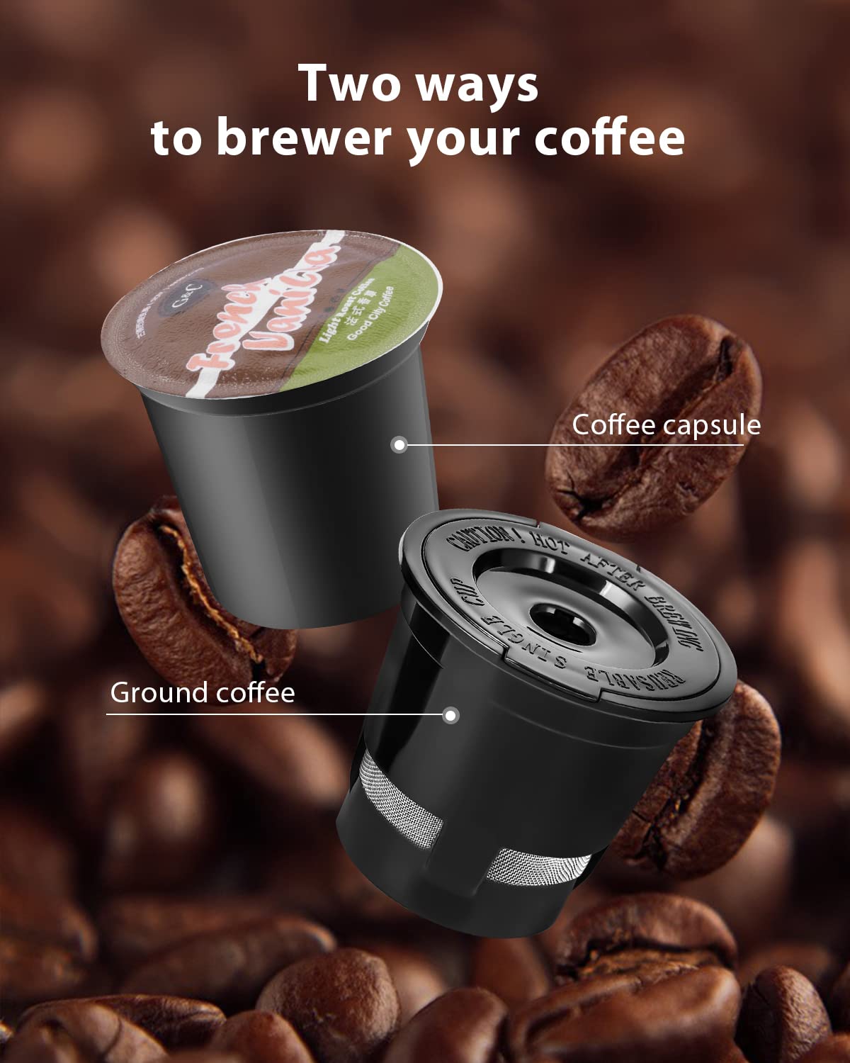 CHULUX Single Serve Coffee Maker for K-Cup & Ground Coffee - 5 to 12oz Brew Sizes, Auto Shut-Off, Fast Brewing in Minutes - Compact & Portable Coffee Machine for Home, Office, Travel, Dorm & Kitchen Use - Perfect for Morning Coffee, Office Breaks & Camping Trips