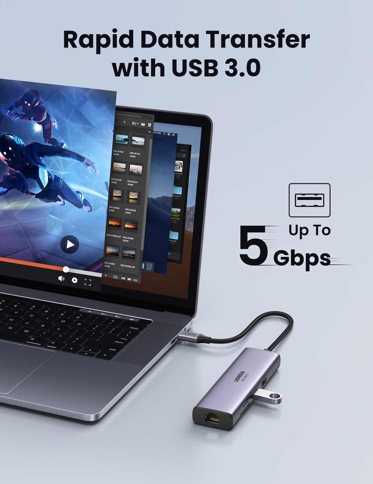 UGREEN 7-in-1 USB C Hub with 4K HDMI, 100W PD Charging, USB 3.0 Ports - Perfect for MacBook Pro/Air, iPad Pro, and Windows Laptops - Home Office & Travel Essential