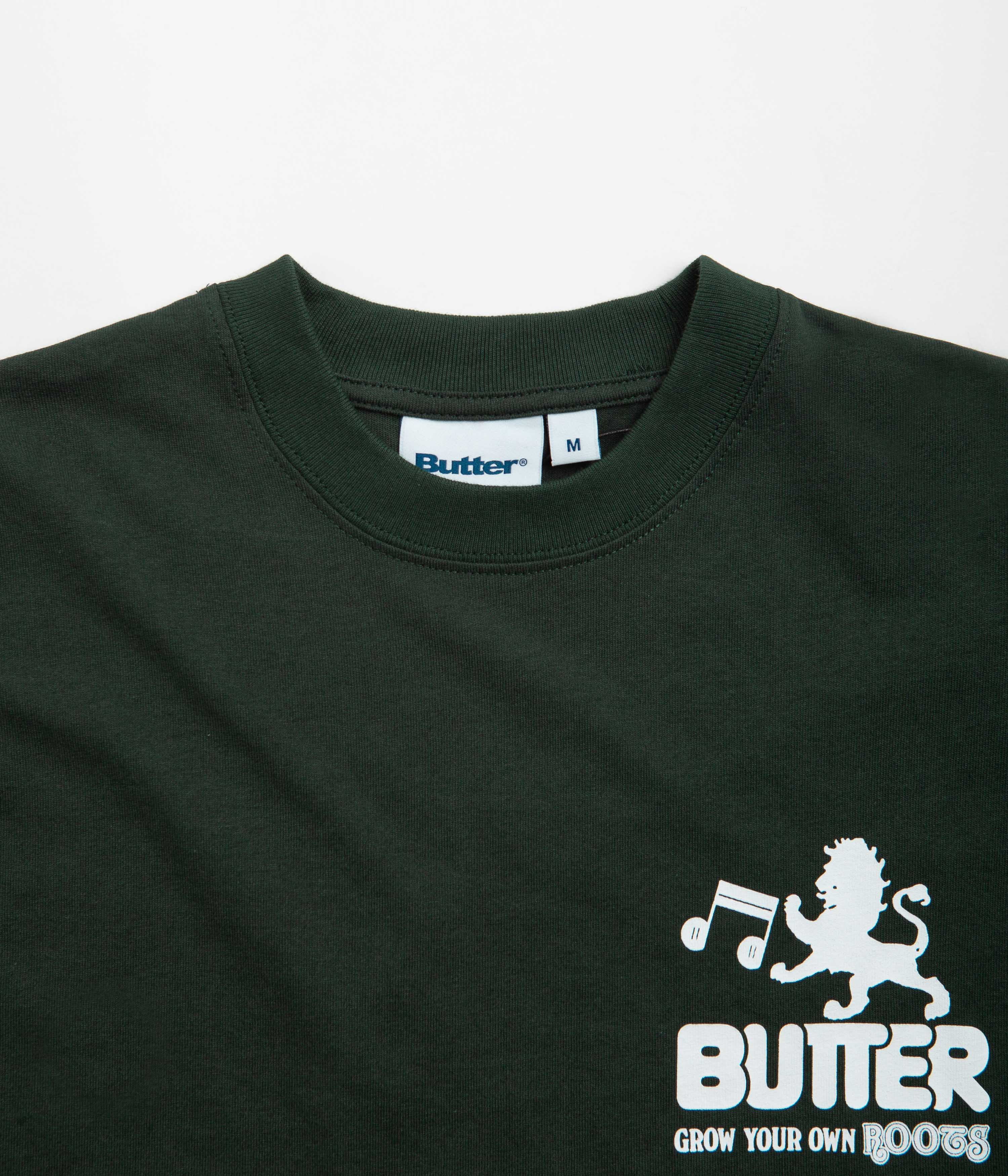 Butter Goods Grow T-Shirt for Men - Dark Forest Green Cotton Tee - Casual Streetwear & Outdoor Activities