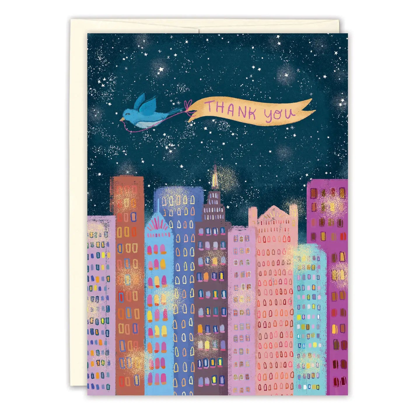 Elegant City Lights Thank You Card - Blank Inside for All Occasions - Perfect for Weddings, Birthdays & Appreciation Gifts