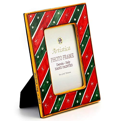 4x6 Deruta Christmas Holiday Photo Frame - Handmade Ceramic Picture Frame for Holiday Decorations & Gifts [2080-XMS] | Perfect for Christmas Tree Ornaments, Mantel Displays & Festive Home Decor
