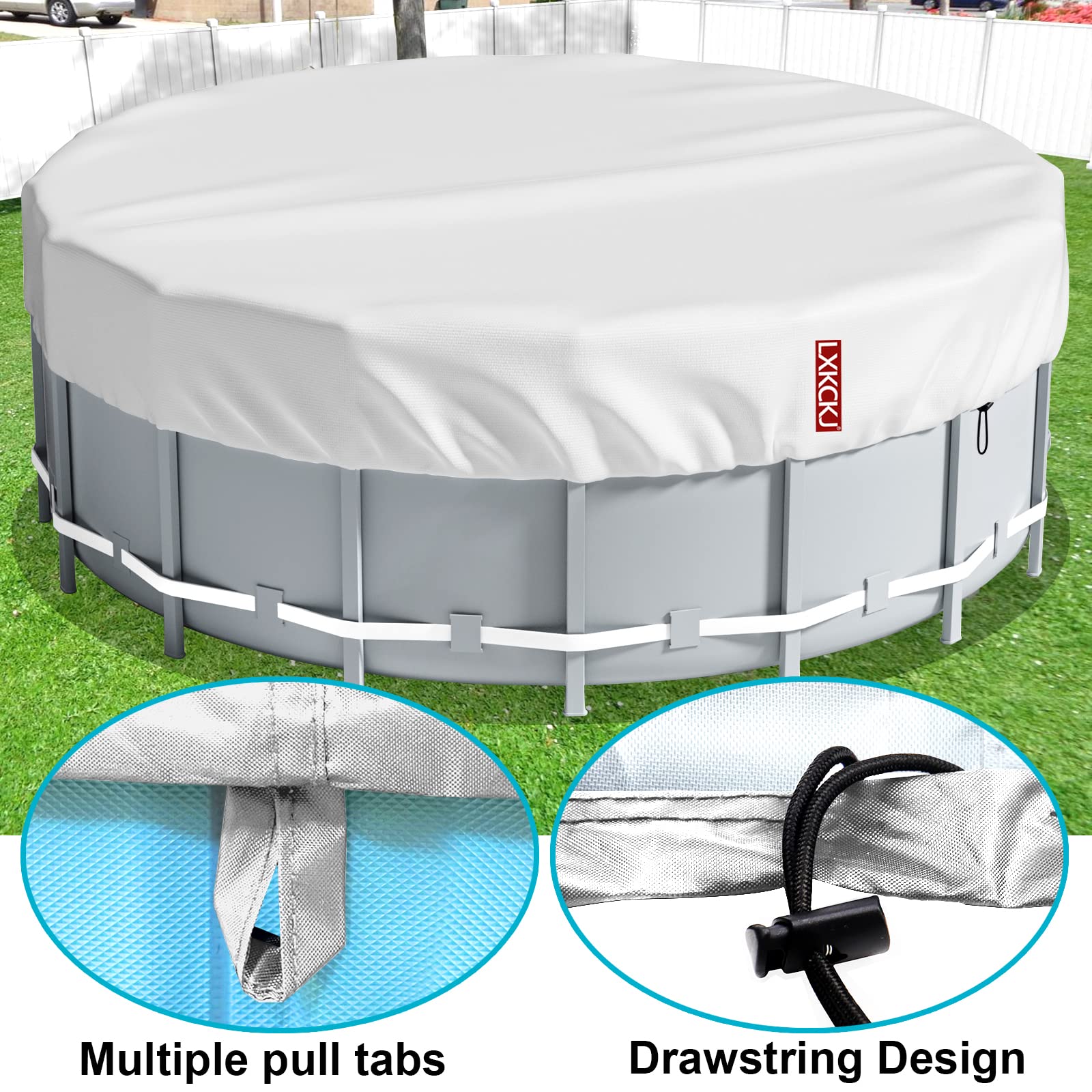 **12 Ft Round Solar Pool Cover for Above Ground Pools – Waterproof & Dustproof Summer Pool Protector with Accessories – Ideal for Hot Tubs & Outdoor Use (Silver)**    *Perfect for keeping pools clean, reducing evaporation, and maintaining water temperature during summer.*