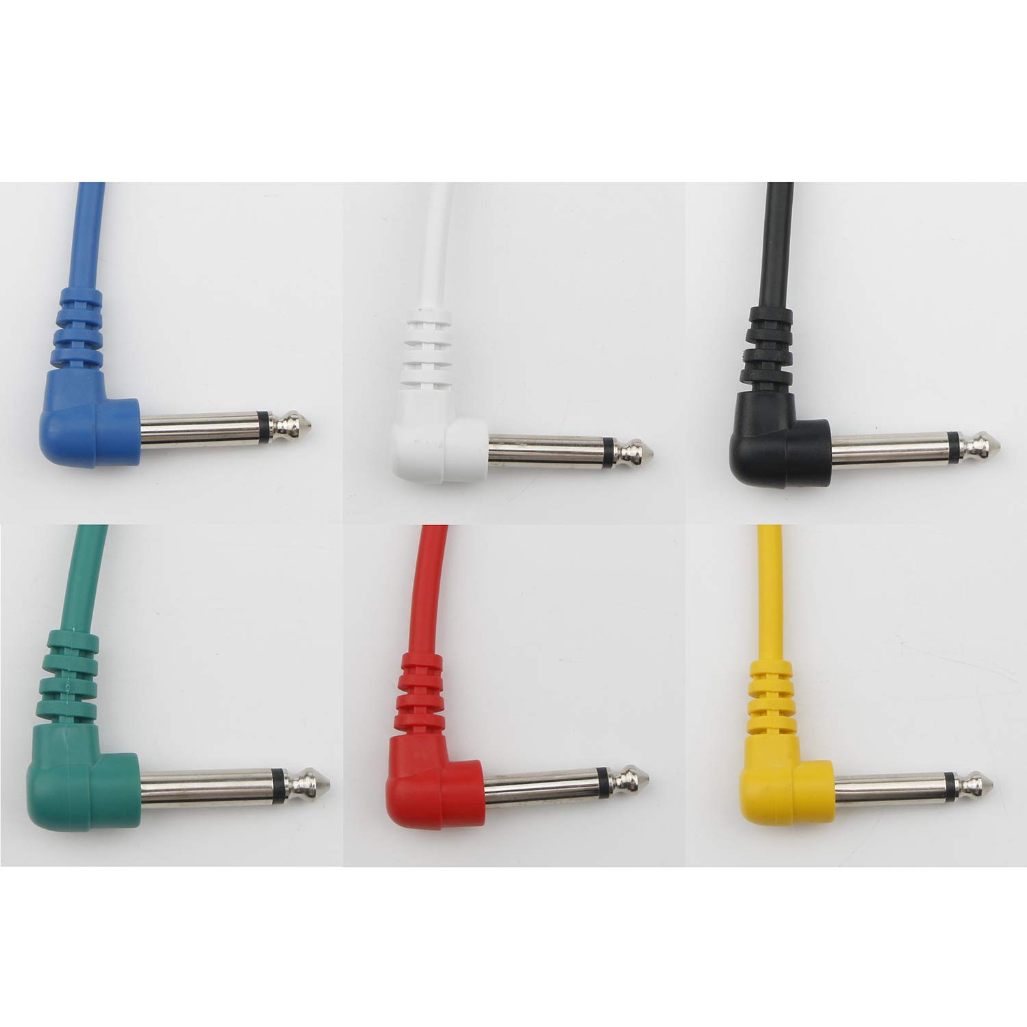 JIUWU 6.35mm Anti-Noise Guitar Patch Cables - 6 Pack Short Instrument Cables for Guitar Pedals, Effects, Amps & Audio Equipment - Perfect for Live Performances, Studio Recording & Home Practice