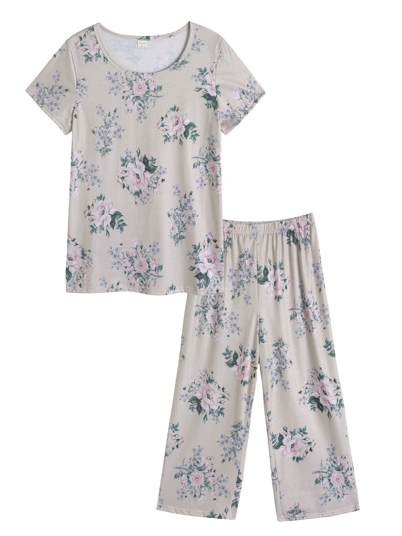 VENTELAN Women's Capri Pajama Set - Plus Size Sleepwear for Lounge & Sleep