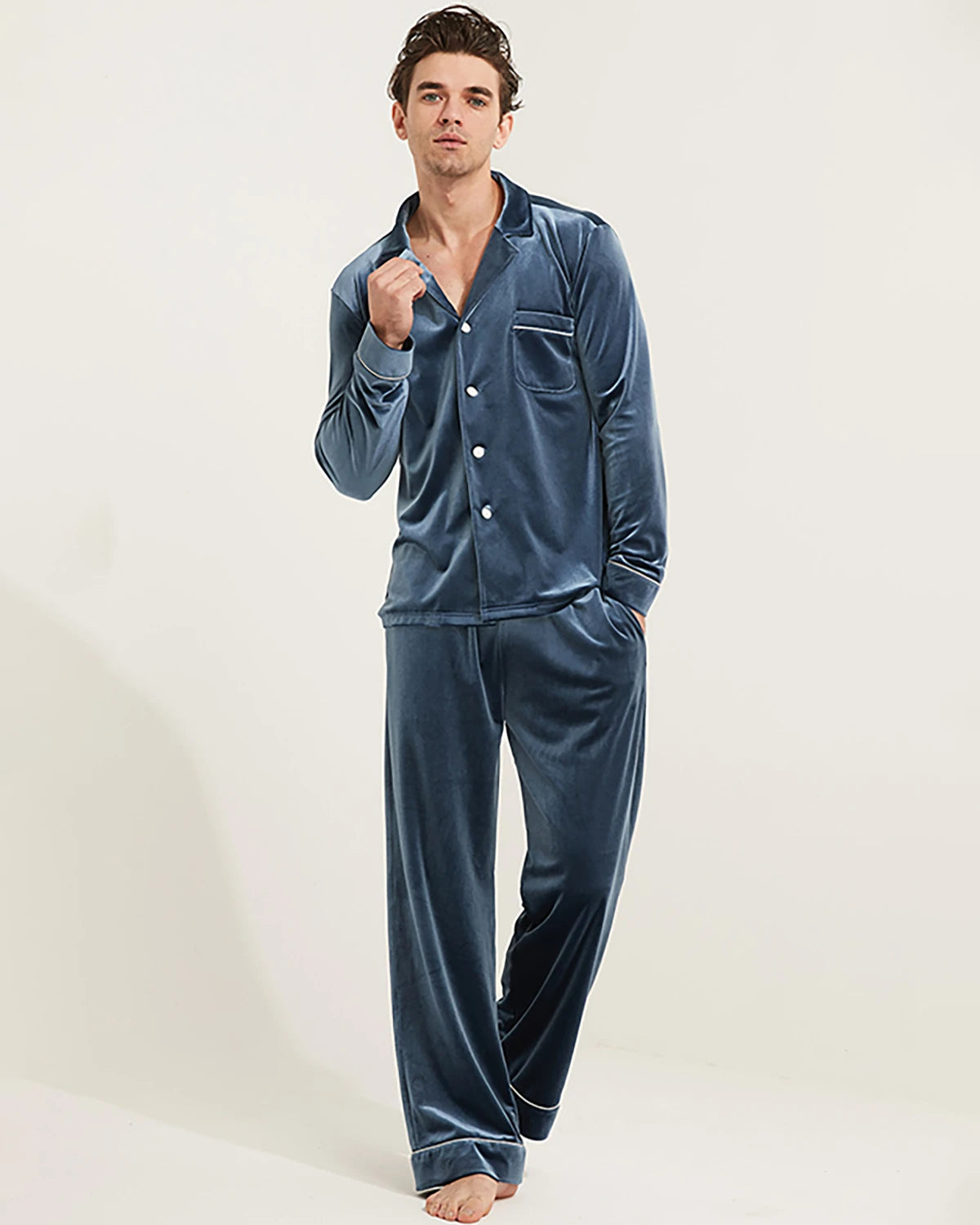 Luxury Men's Silk Velvet Pajama Set - Soft Breathable Sleepwear for Comfortable Nights - Perfect for Lounging, Sleepovers & Relaxation at Home