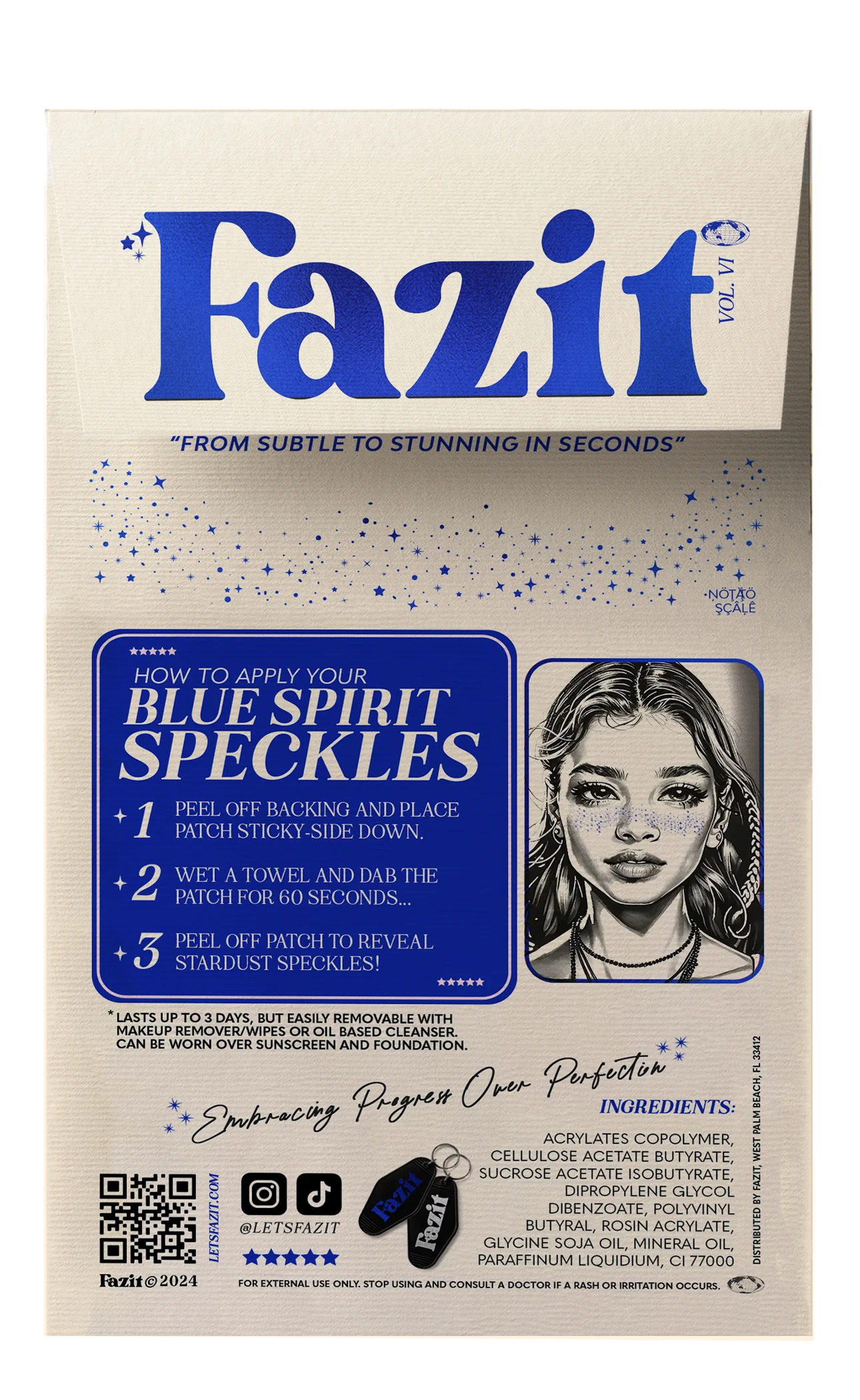 Fazit Blue Spirit Speckles Makeup Patches - Team Spirit Collection | Temporary Face & Body Art for Sports Events, Halloween & Cosplay