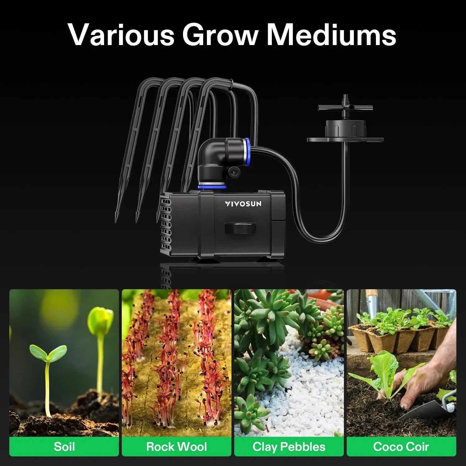 VIVOSUN FlexFeed 4W Automatic Plant Watering System - Smart Drip Irrigation Kit for Indoor/Outdoor Gardens, Greenhouses & Potted Plants