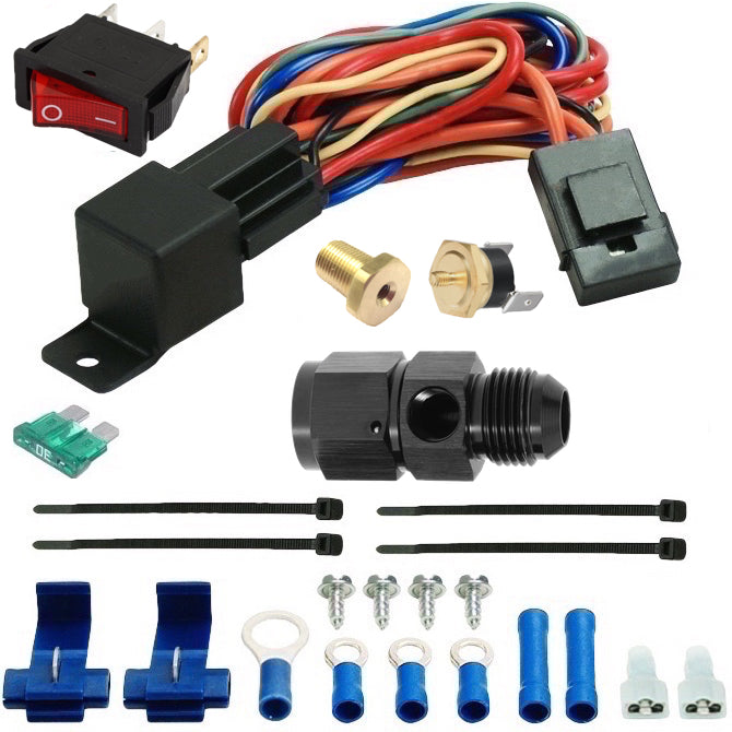 13 Row Transmission Oil Cooler with Electric Fan & AN Hose End Thermostat Switch - Heavy Duty Cooling for Racing, Towing & High Performance Vehicles