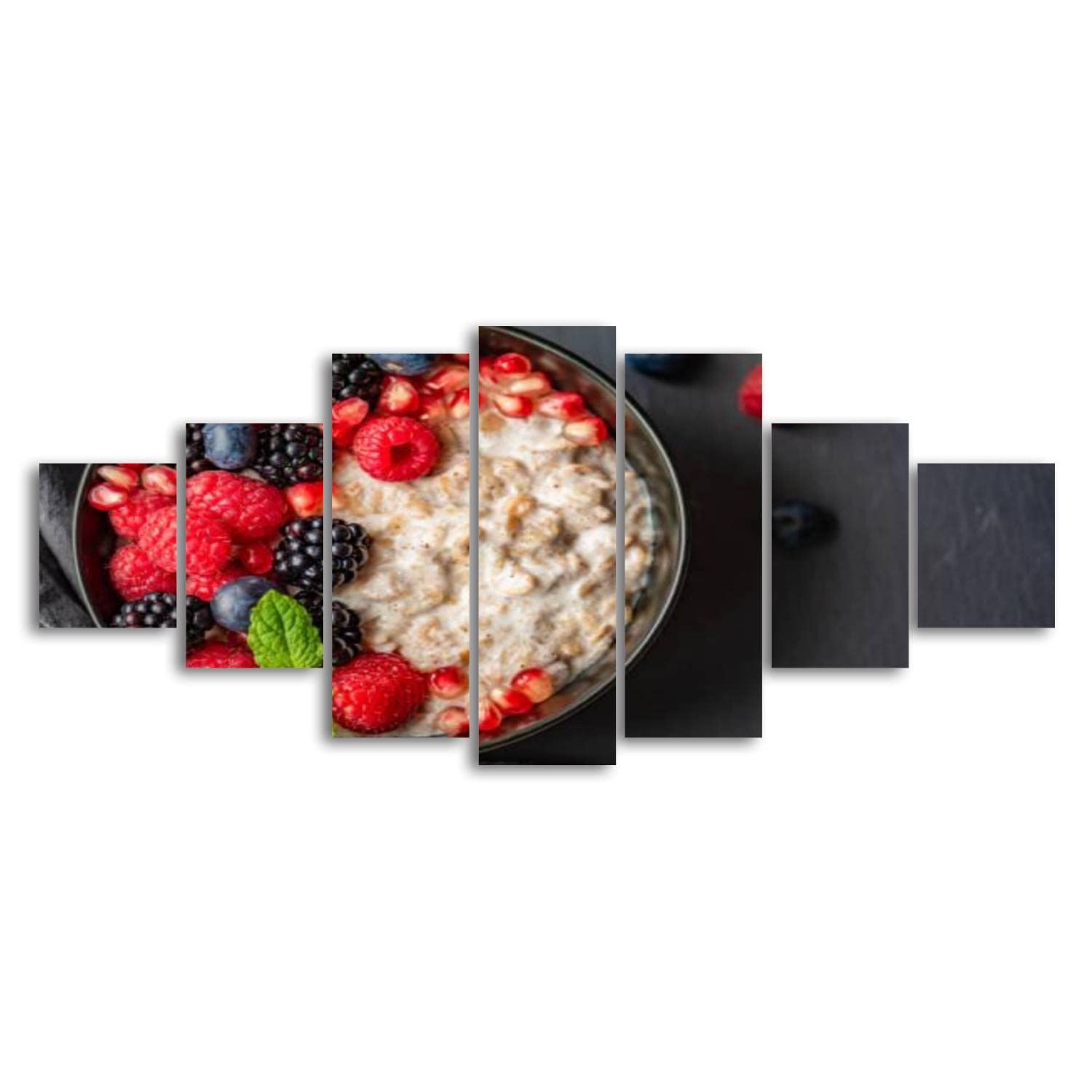 Organic Oatmeal with Berries Canvas Wall Art - Framed 7-Panel Large Wall Decor for Living Room, Bedroom & Office | Ready to Hang | Perfect for Dining Room Decor & Kitchen Wall Art