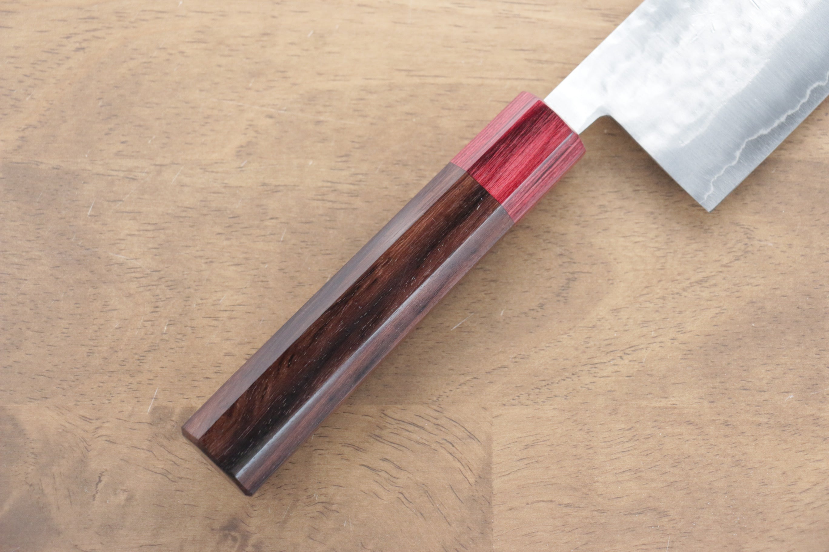 Kunihira VG1 Hammered Nakiri Knife 165mm - Japanese Kitchen Knife with Shitan Handle & Red Pakka Wood Ferrule - Perfect for Slicing Vegetables, Herbs & Sushi Prep