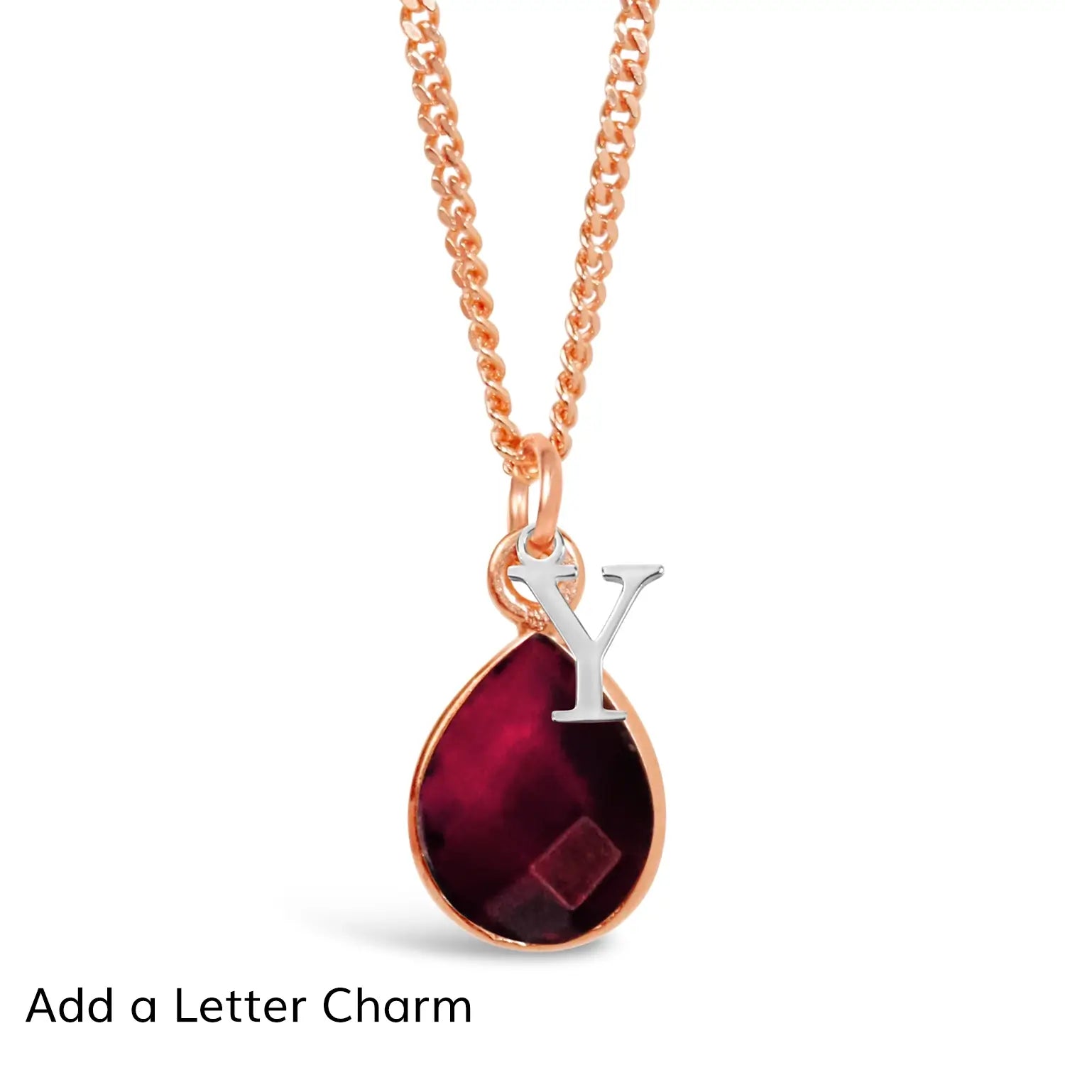 Garnet Charm Necklace in Rose Gold - January Birthstone Jewelry for Women | Perfect Gift for Birthday, Anniversary & Valentine's Day