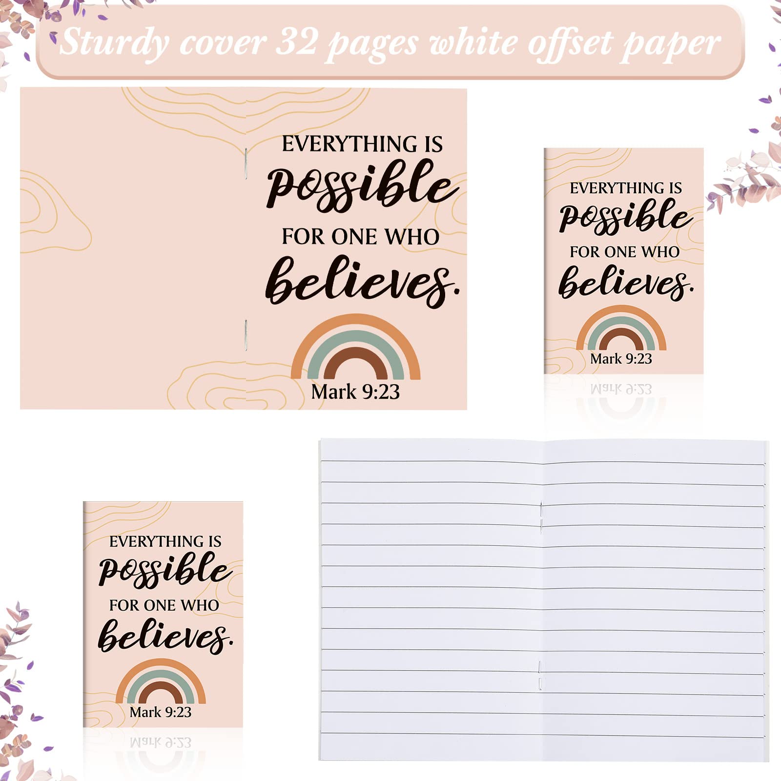 Tatuo 24-Pack Christian Bible Verse Notebooks - Small Pocket-Sized Motivational Journals (3.3x4.7 Inch) with Inspirational Scripture Quotes - Rainbow Color Set for Prayer, Bible Study, Church Notes & Gift Giving